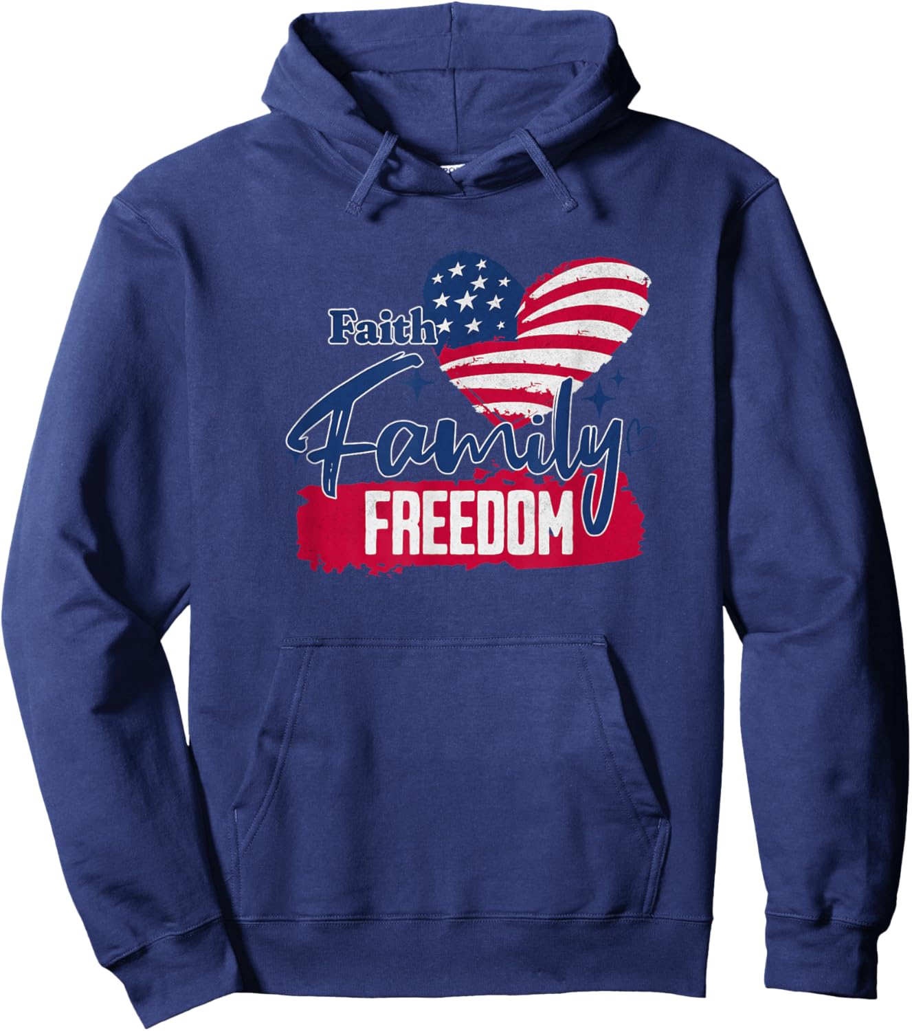 Faith Family Freedom American Flag Hoodie - Hoodie | Navy