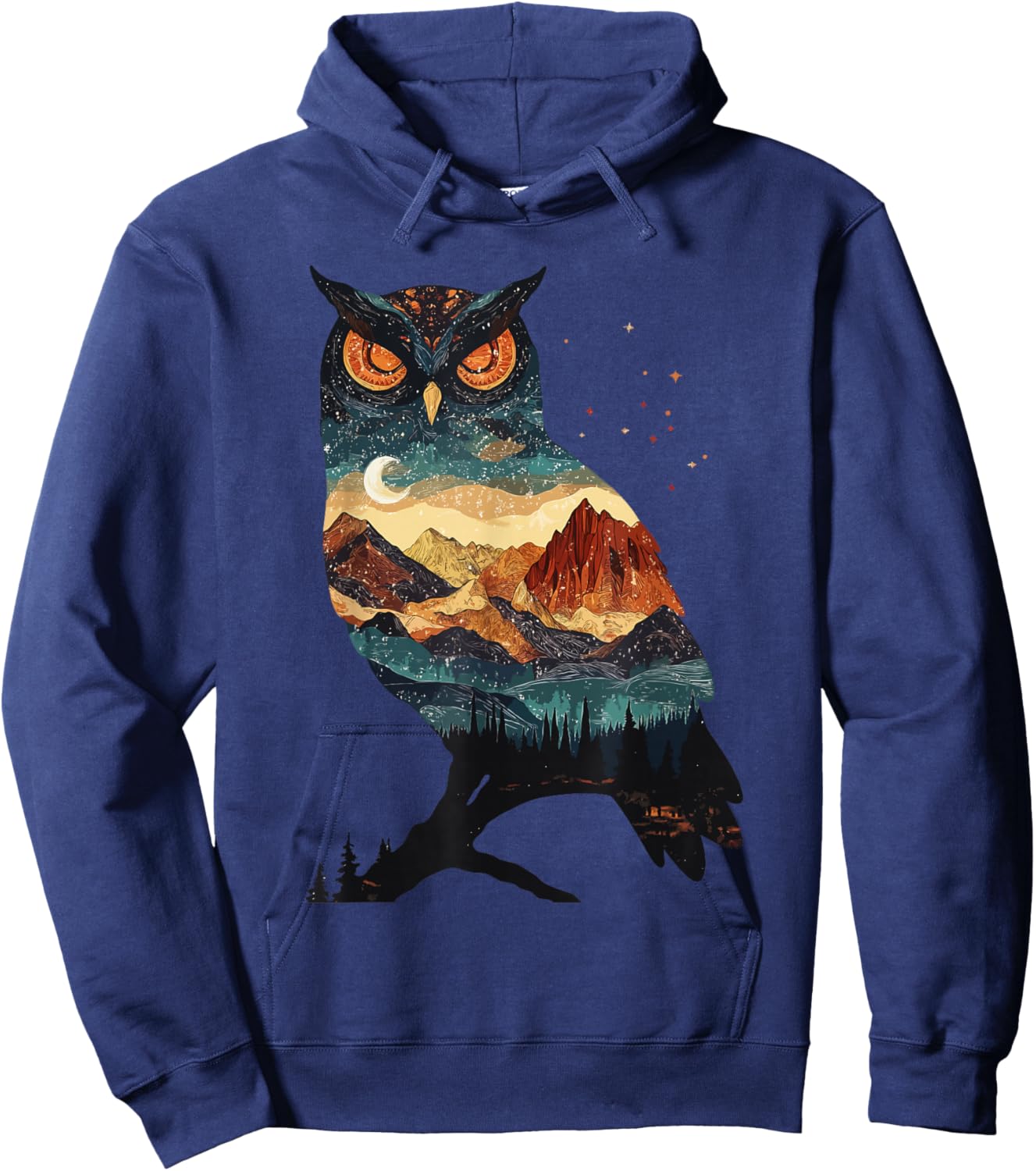 Owl Lover Landscape Girls Moon Women Owl Hoodie - Hoodie | Navy