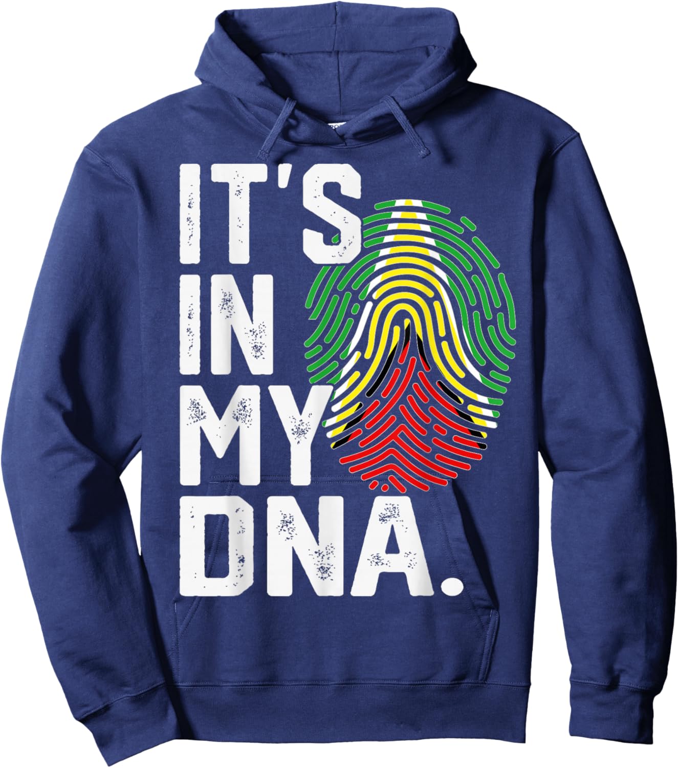 Guyana Roots Flag Fingerprint Graphic Patriotic Hoodie - Hoodie | Navy