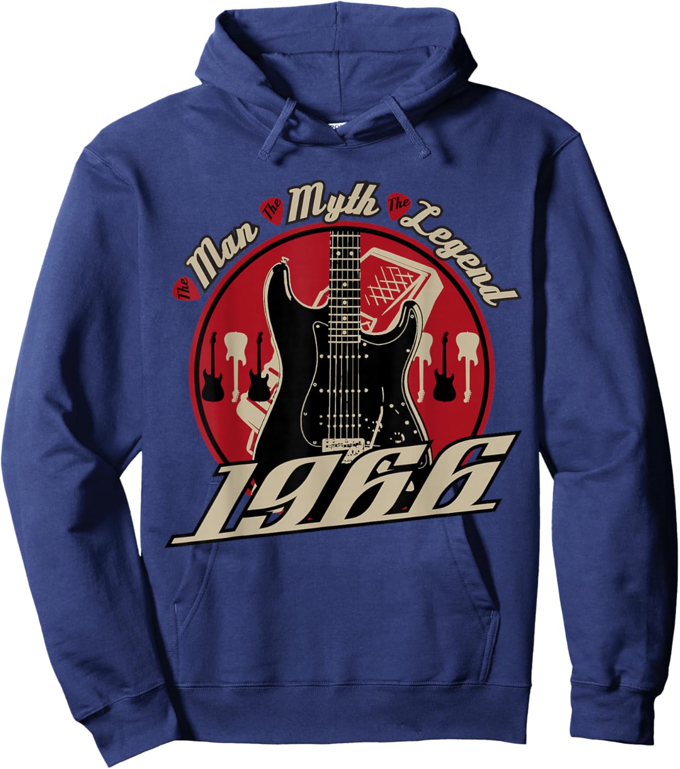 60th Birthday Gift Guitar Players Born in 1966 Hoodie - Hoodie | Navy