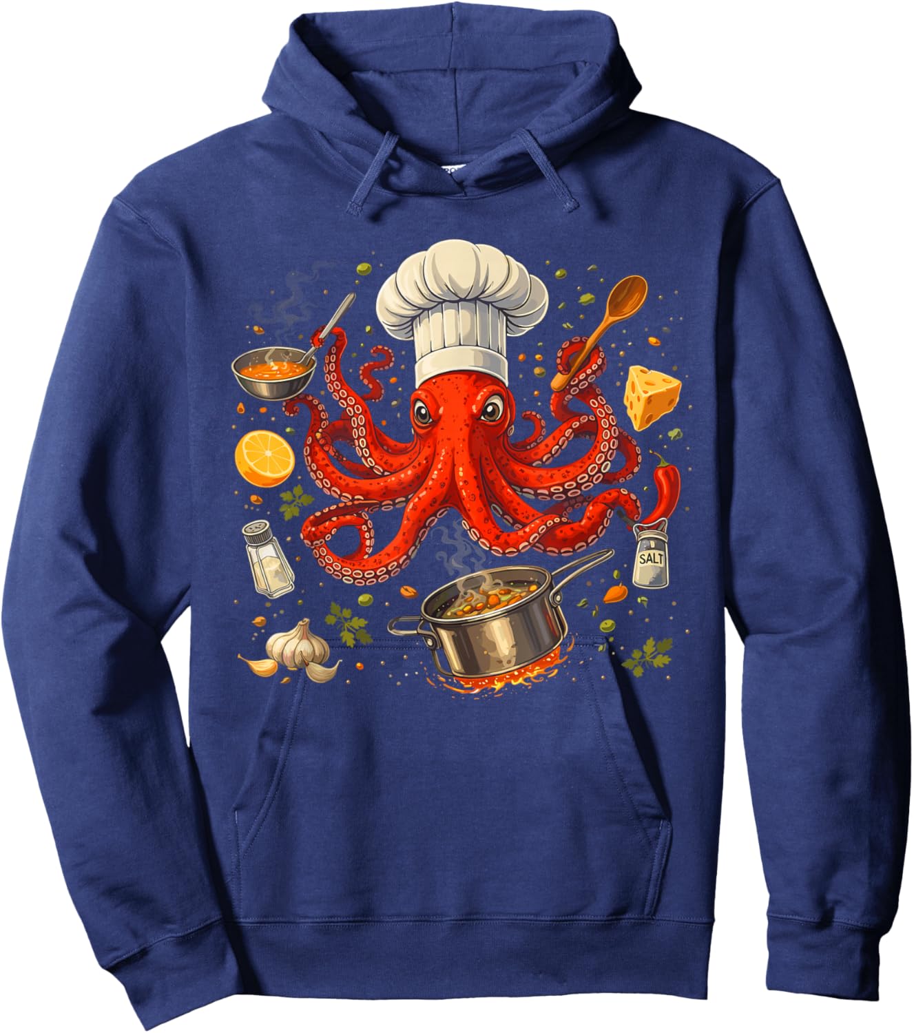 Chef Octopus Funny Cooking Sous Chef Cook Hoodie - Hoodie | Navy