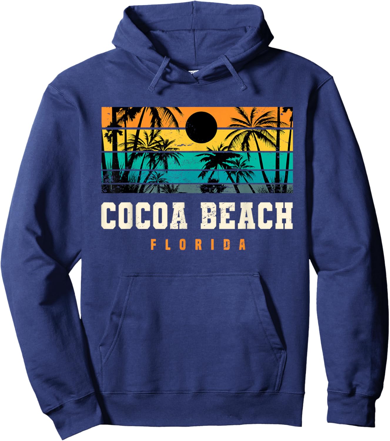 Cocoa Beach Florida Retro Design Space Coast FL Hoodie - Hoodie | Navy