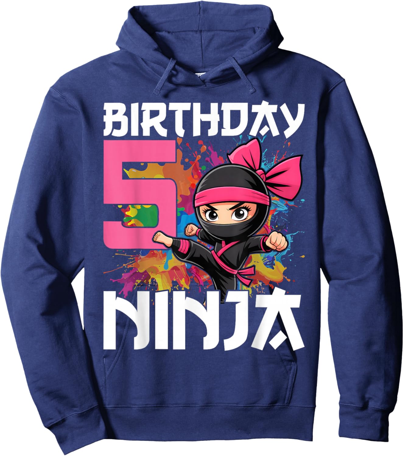 Birthday Ninja 5 Year Old Girl Hoodie - Hoodie | Navy