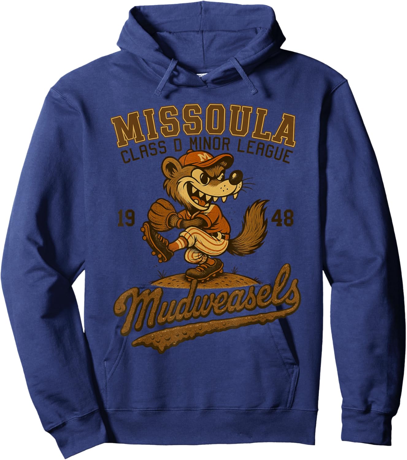 Missoula Mudweasels Retro Minor League Baseball Hoodie - Hoodie | Navy