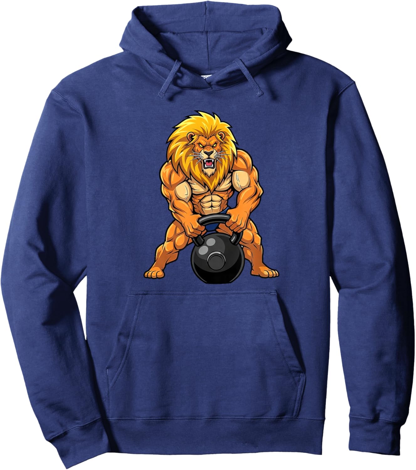 Lion Gym King Kettlebell Workout Fitness Design Hoodie - Hoodie | Navy