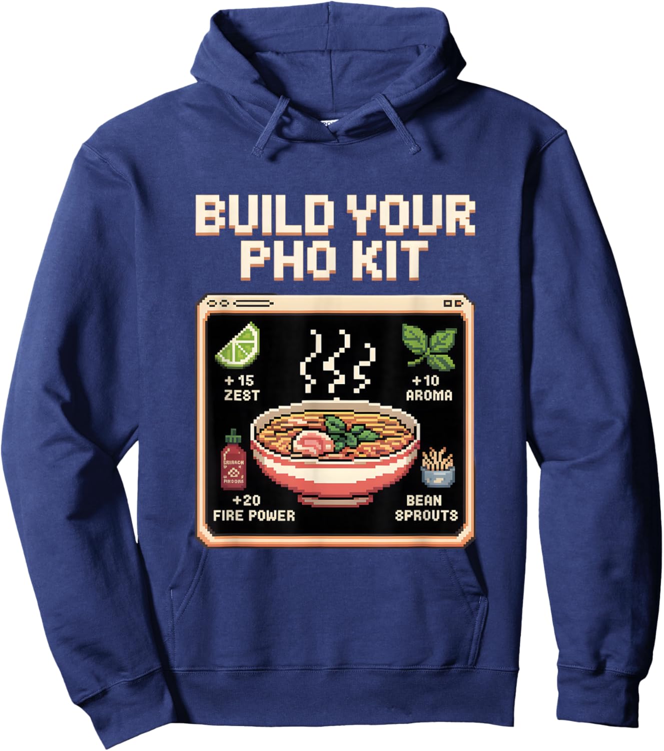 Build Your Pho Kit Witty Pixel Art RPG Hoodie - Hoodie | Navy