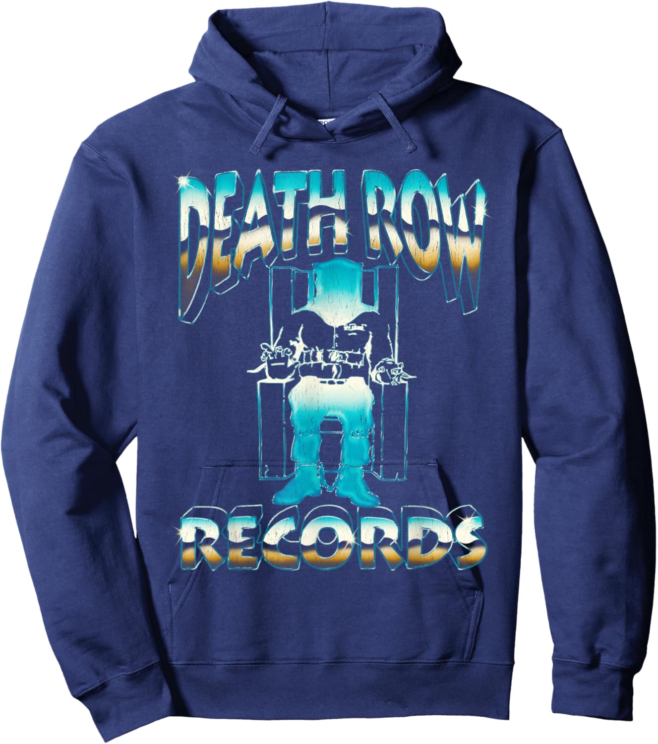 Official Death Row Records Blue Fade Chair Hoodie - Hoodie | Navy