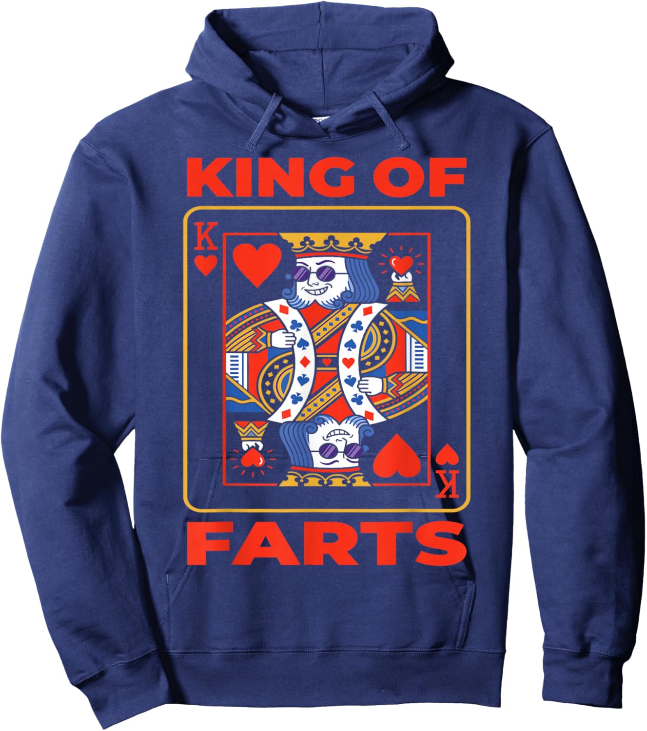King of Farts, Funny Poker, Adult Humor Hoodie - Hoodie | Navy