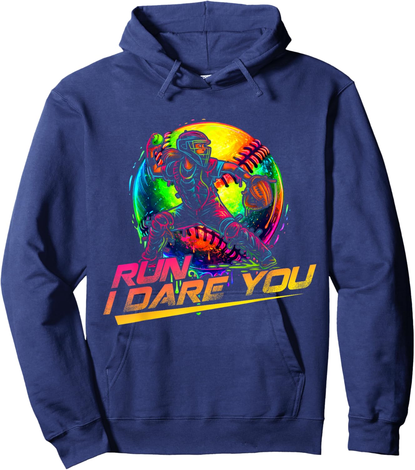 Softball Girl Run I Dare You Throwdown Catcher Hoodie - Hoodie | Navy