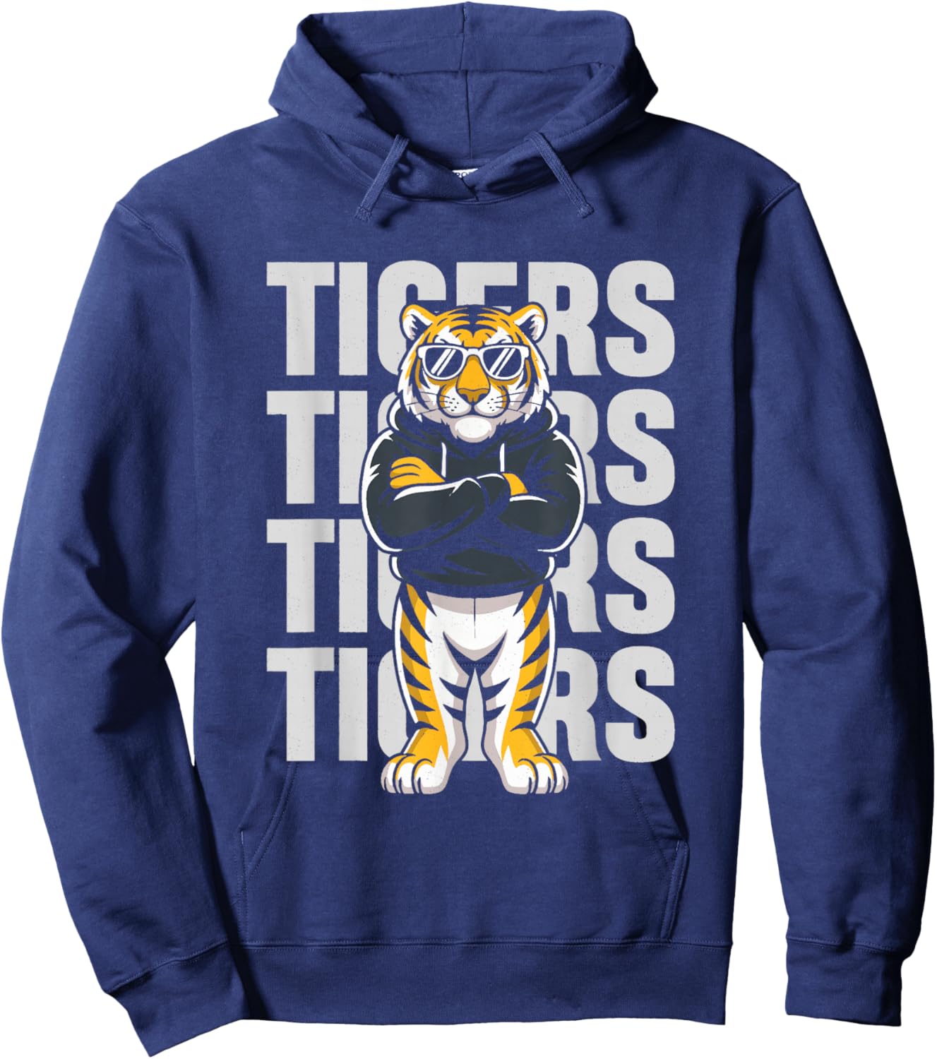 Retro Tiger Gift Women Boys Girls Kids Hoodie - Hoodie | Navy