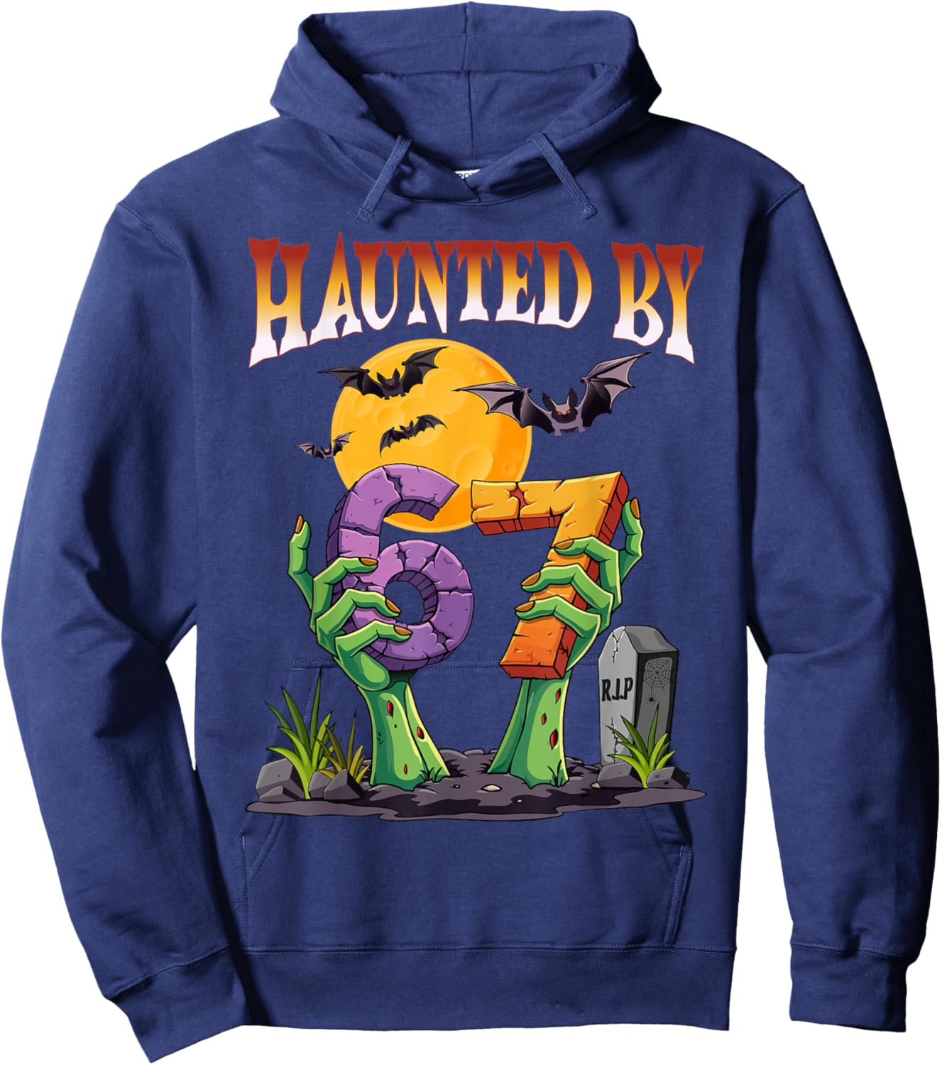 Haunted by 67 Meme Halloween Spooky Six Seven Hoodie - Hoodie | Navy