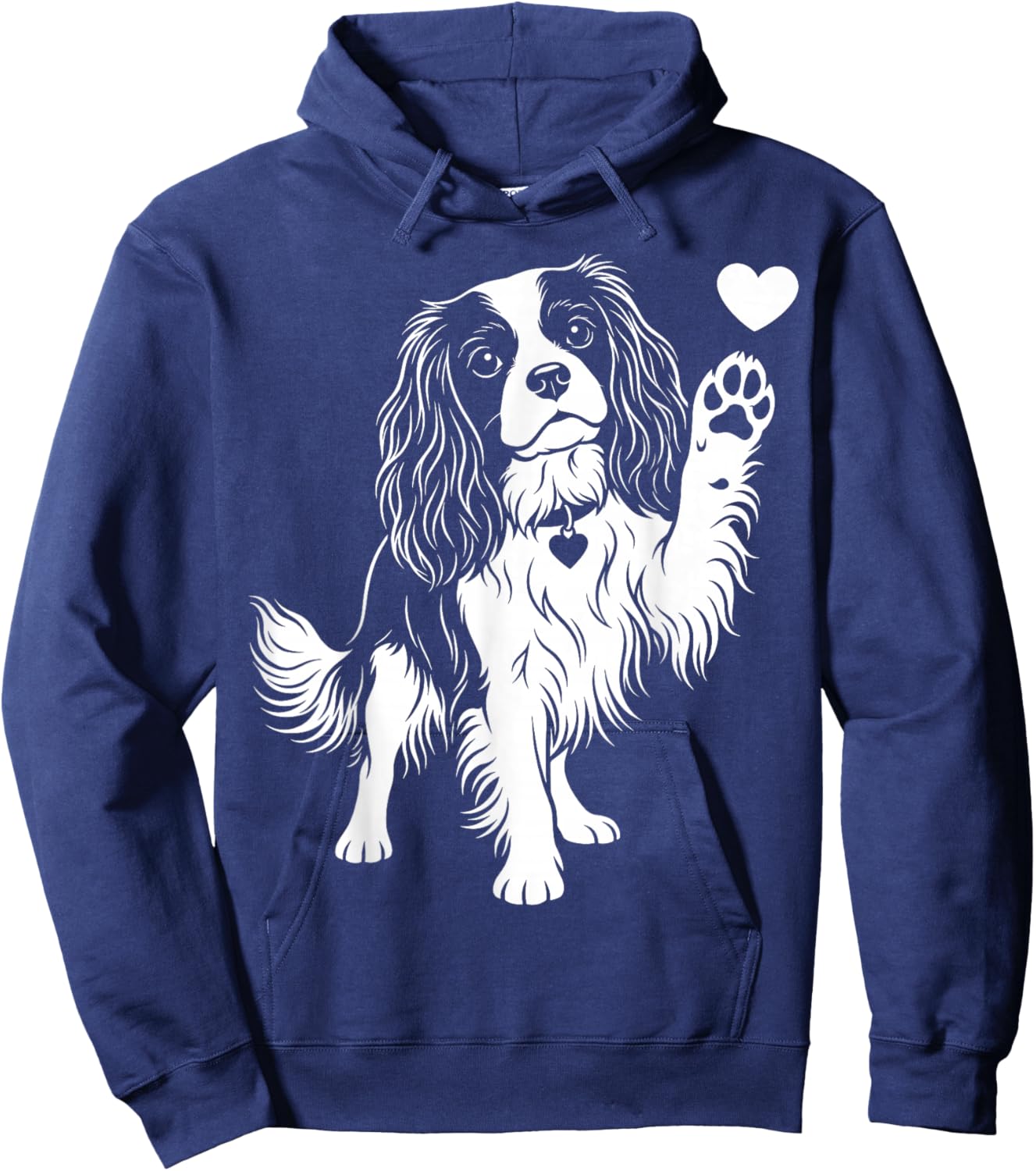 Cute Cavalier King Charles Spaniel Heart Hoodie - Hoodie | Navy