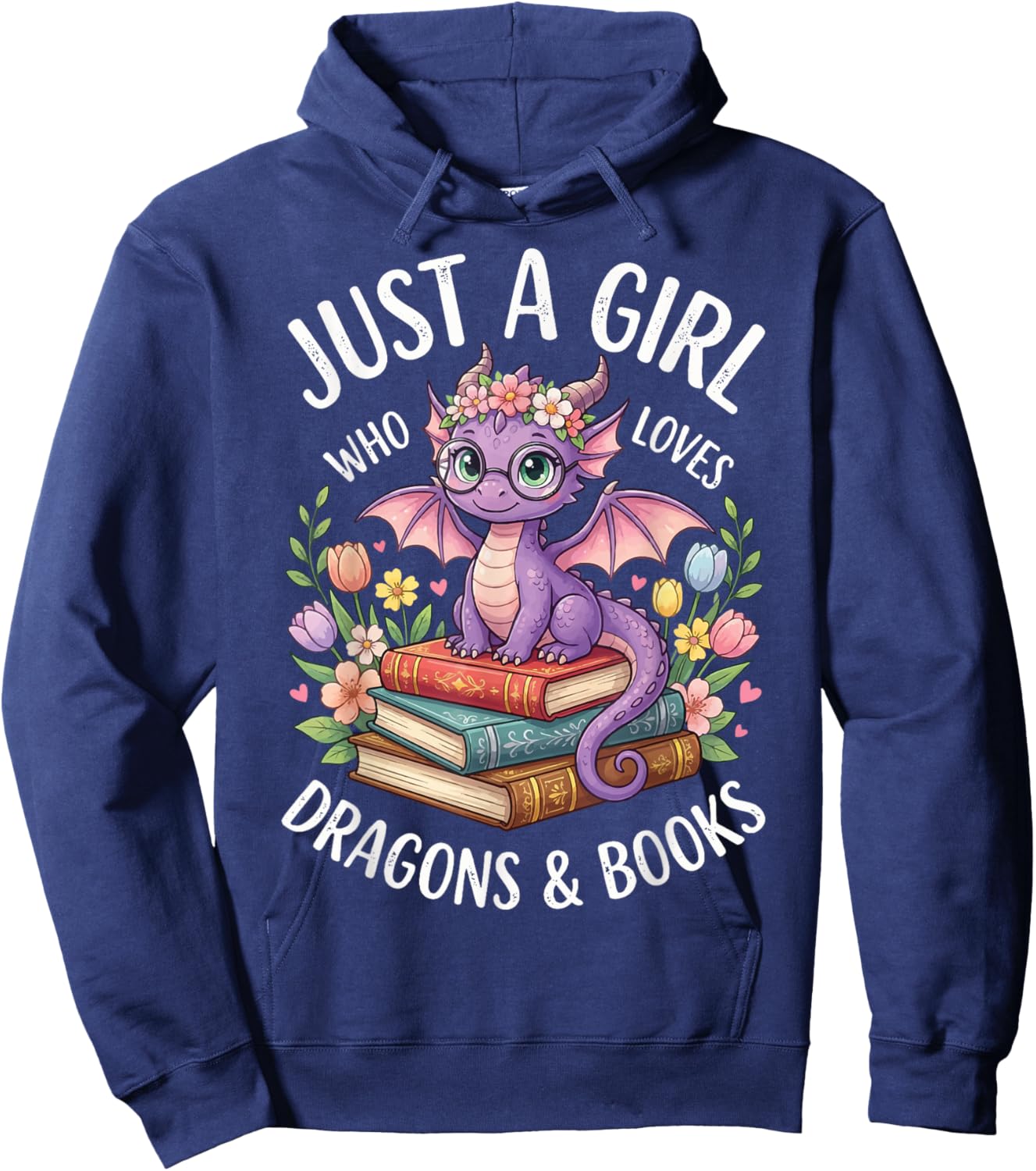 Just A Girl Who Loves Dragons and Books Hoodie - Hoodie | Navy