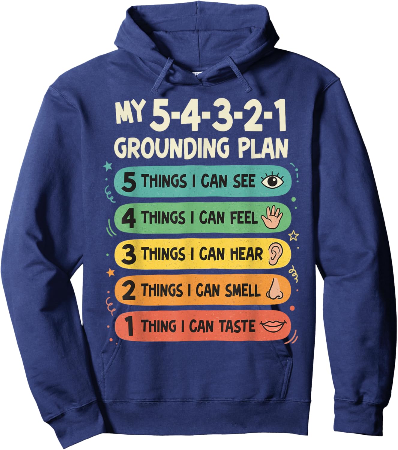 Calming Strategies 54321 Grounding Plan Hoodie - Hoodie | Navy