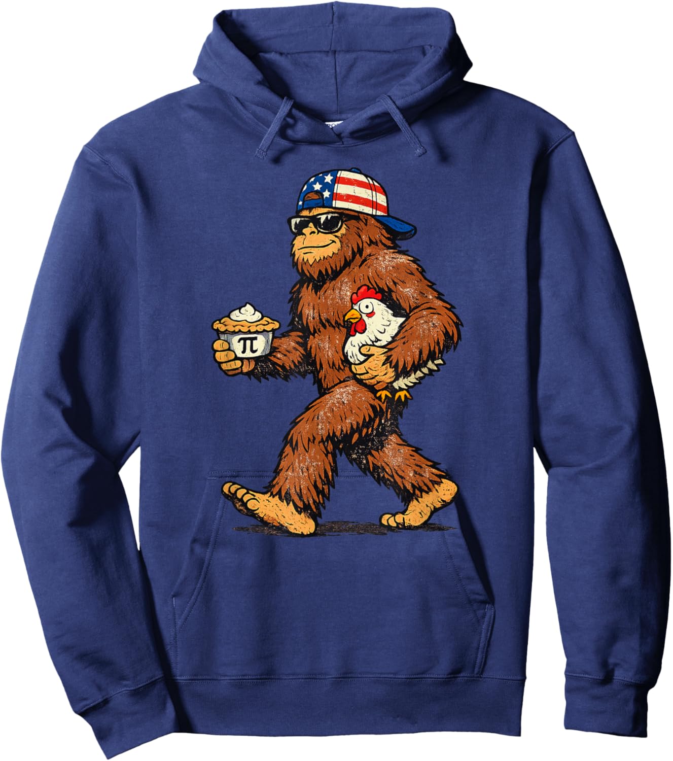 Sasquatch Chicken Pie Funny Pi Day Hoodie - Hoodie | Navy