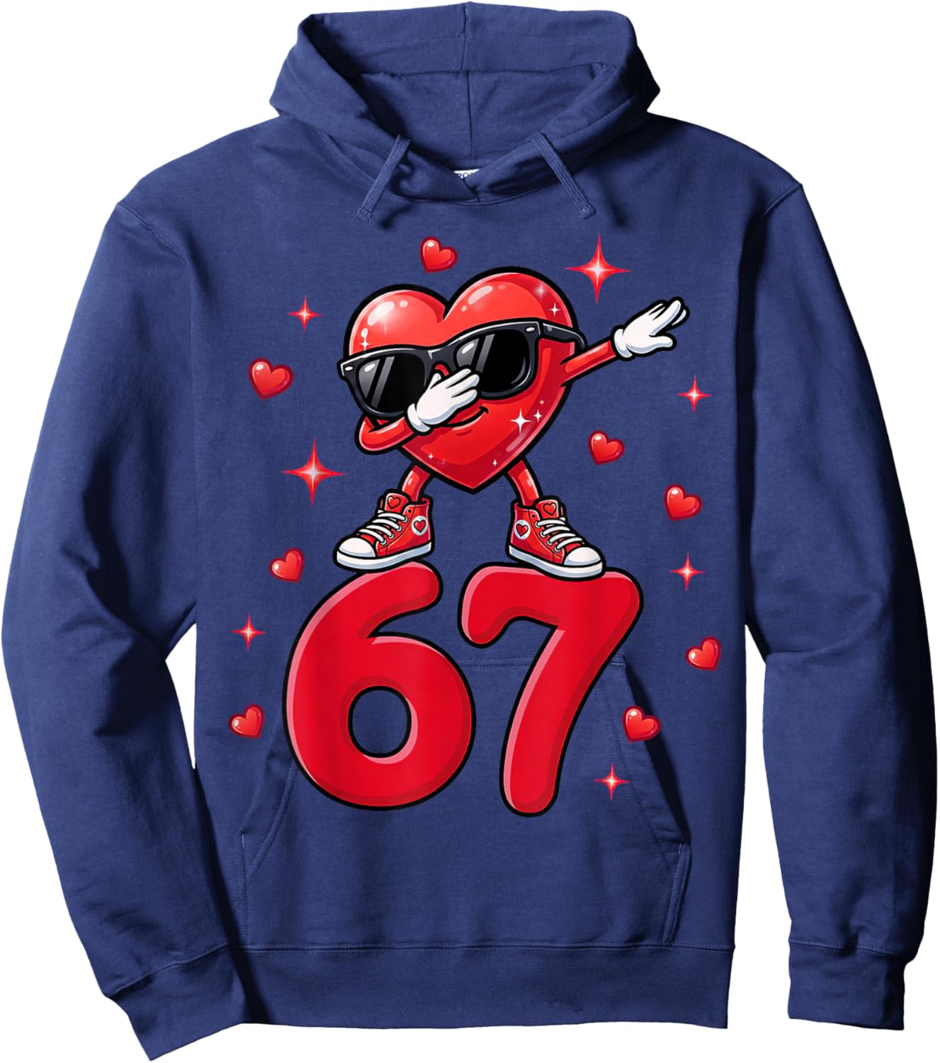 Valentine Day Six Seven 67 6 7 Meme Dabbing Hoodie - Hoodie | Navy