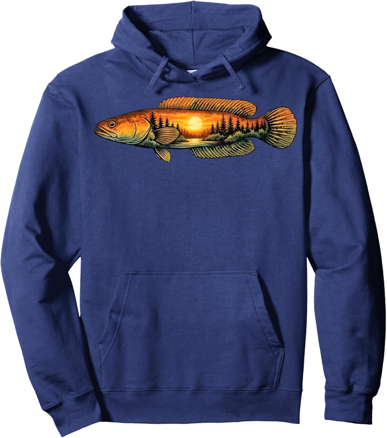 Snakehead Fishing Sunset Nature Landscape Hoodie - Hoodie | Navy