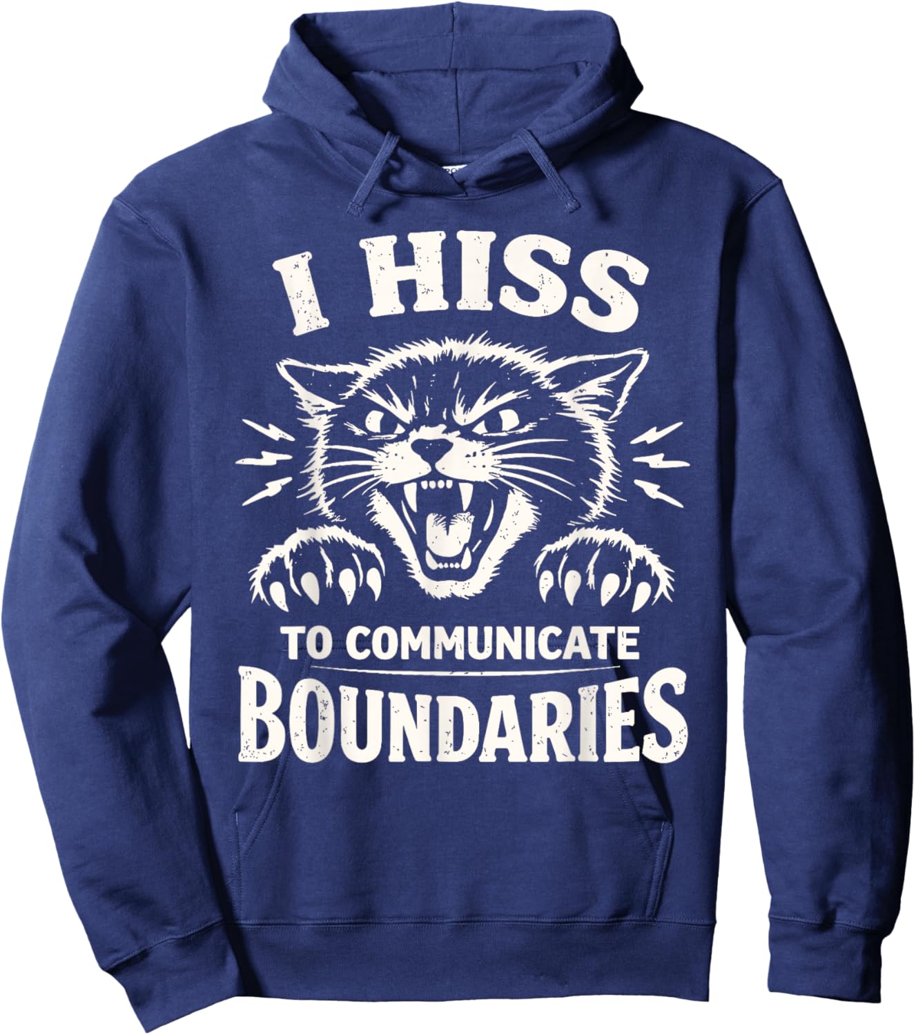I Hiss to Communicate Boundaries Cat Hoodie - Hoodie | Navy