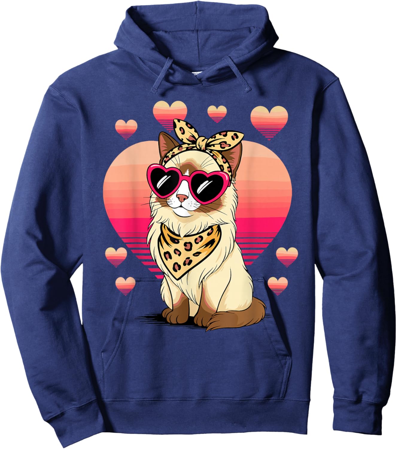 Snowshoe Cat Valentines Day Hoodie - Hoodie | Navy