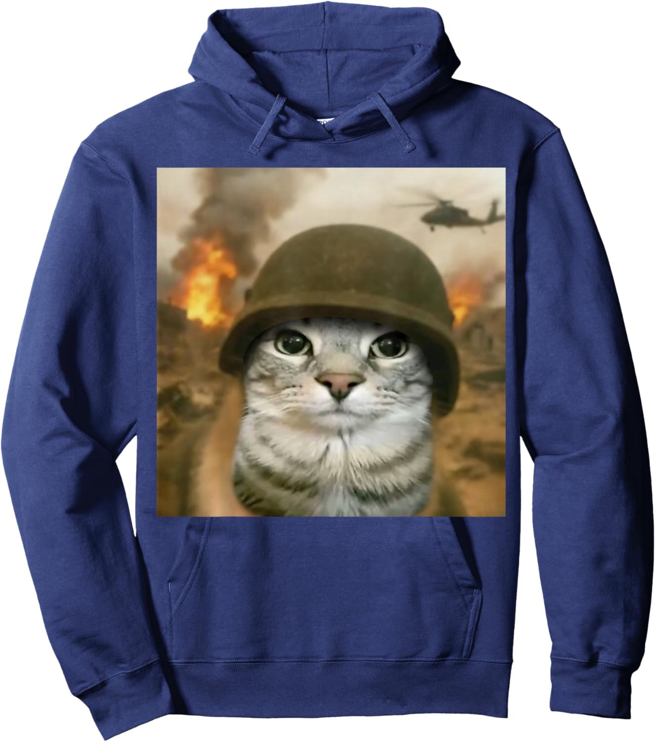 Funny Cat Meme Graphic Hoodie - Hoodie | Navy