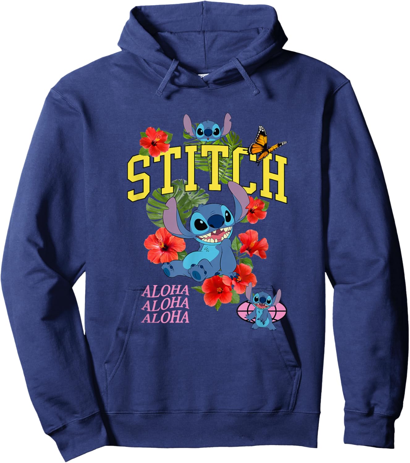 Disney Lilo and Stitch Tropical Flowers Aloha Hoodie - Hoodie | Navy
