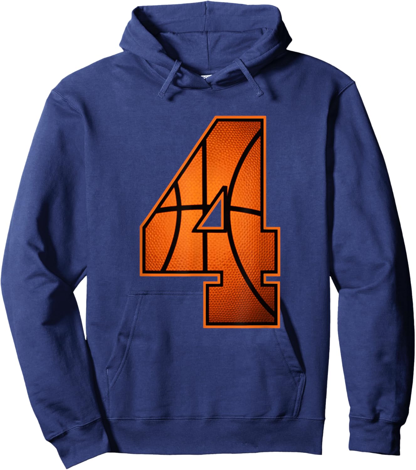 Number 4 Basketball Birthday Hoodie - Hoodie | Navy