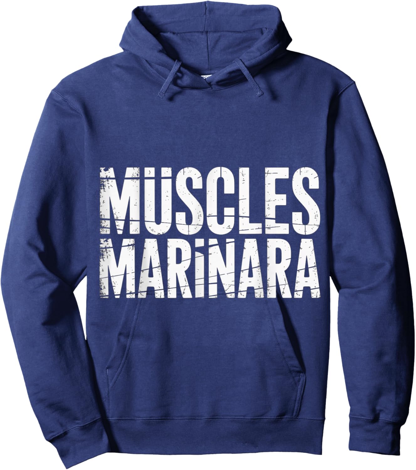 Muscles Marinara Bodybuilder Gym Exercise Puns Hoodie - Hoodie | Navy