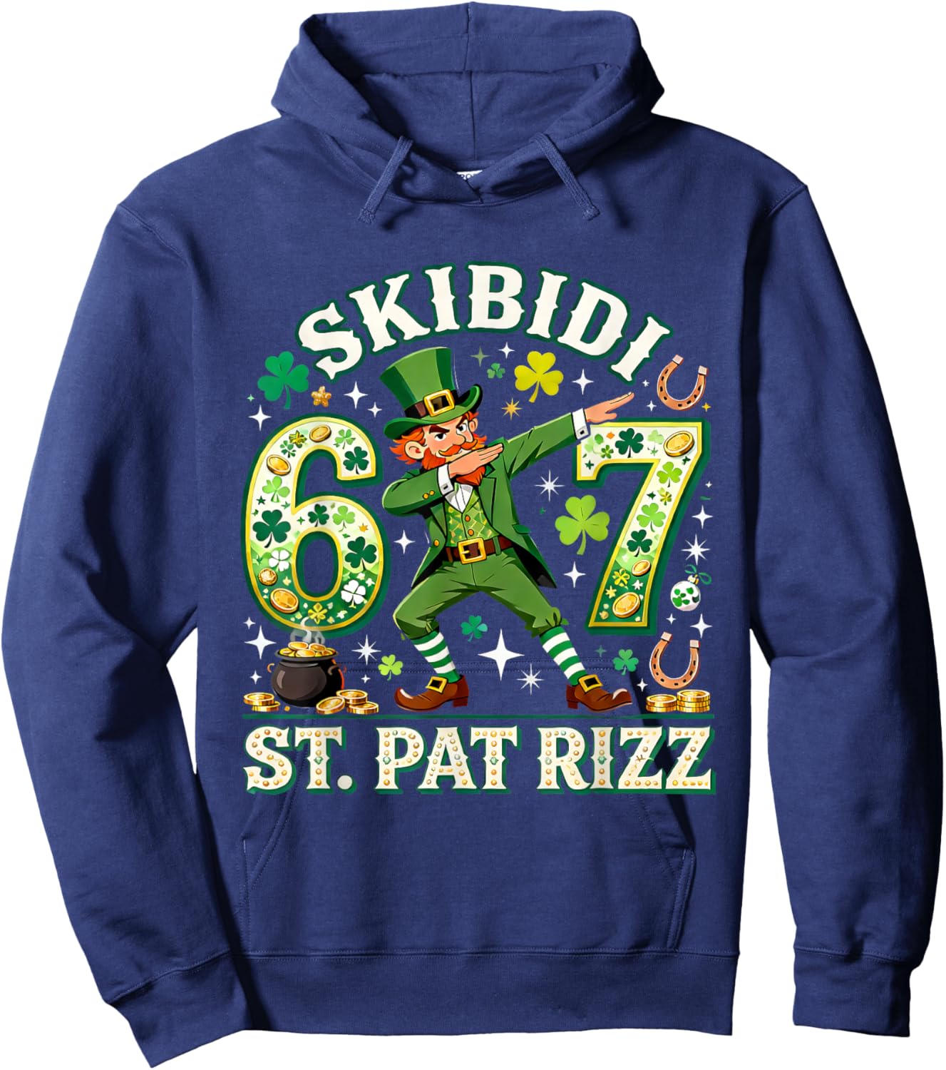 67 Funny St Patricks Day Six Seven Meme Hoodie - Hoodie | Navy