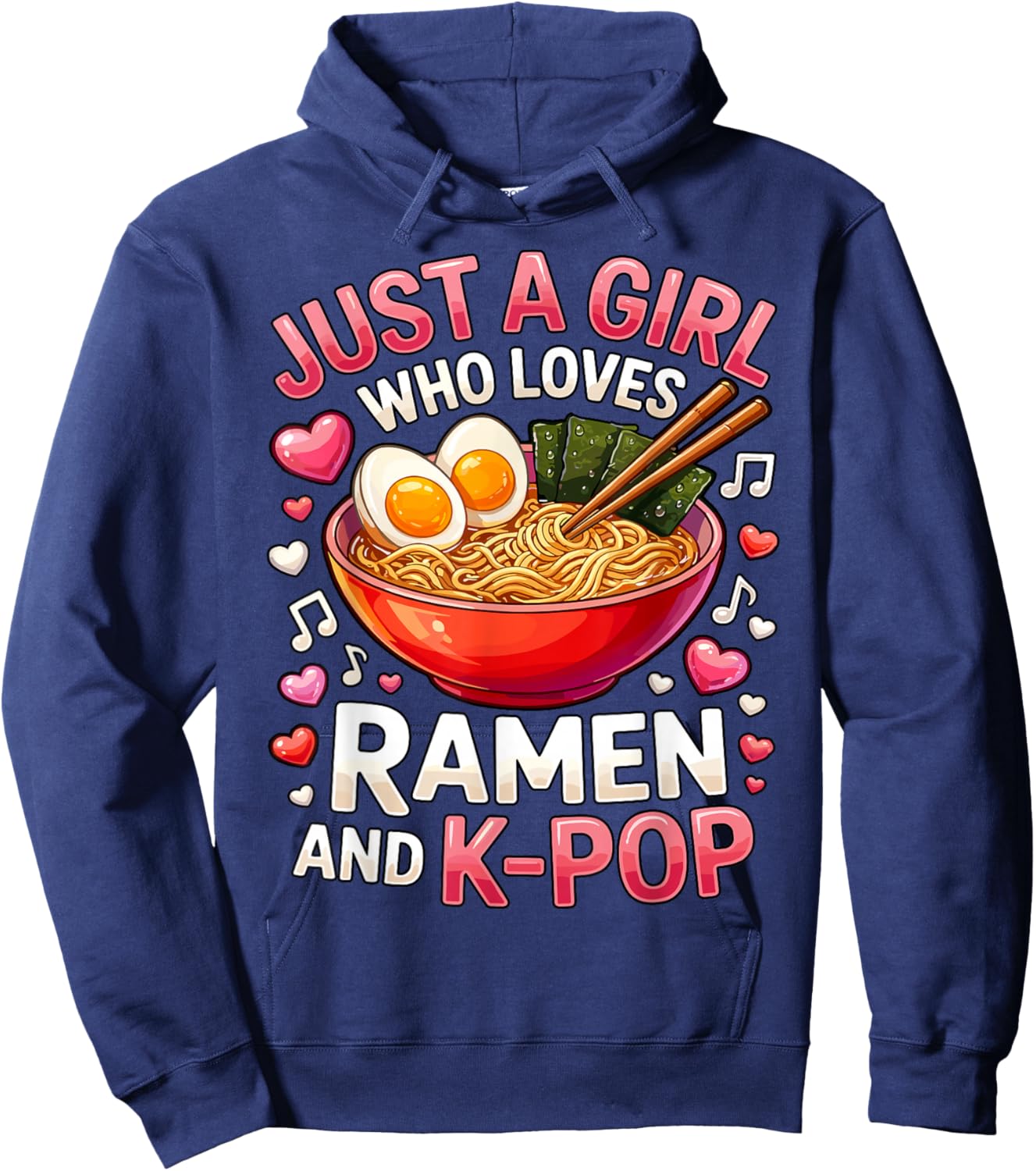 Girl who Loves Ramen and K-Pop Hoodie - Hoodie | Navy