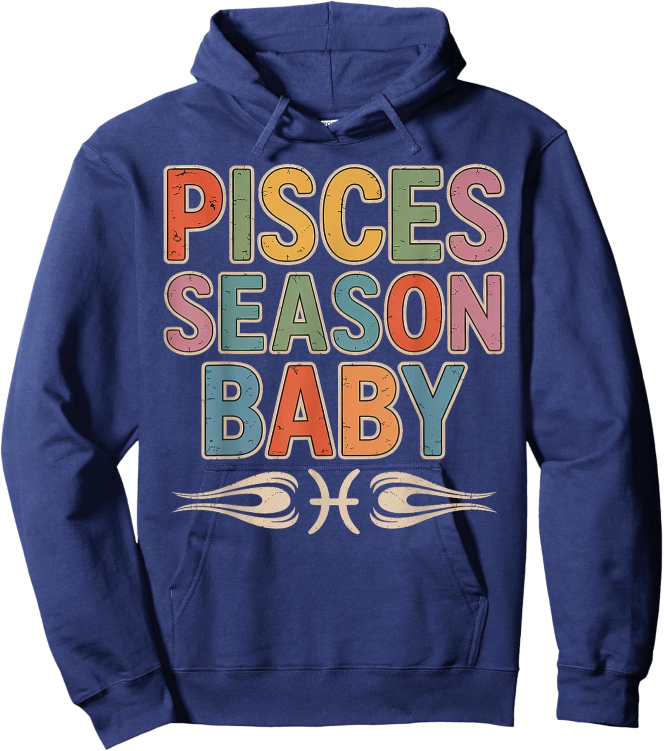 Pisces Season Baby Zodiac Glyph Wave Artwork Hoodie - Hoodie | Navy