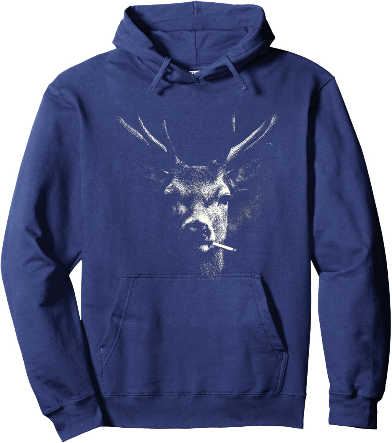 Smoking Deer Stag with Cigarette Aesthetic Hoodie - Hoodie | Navy