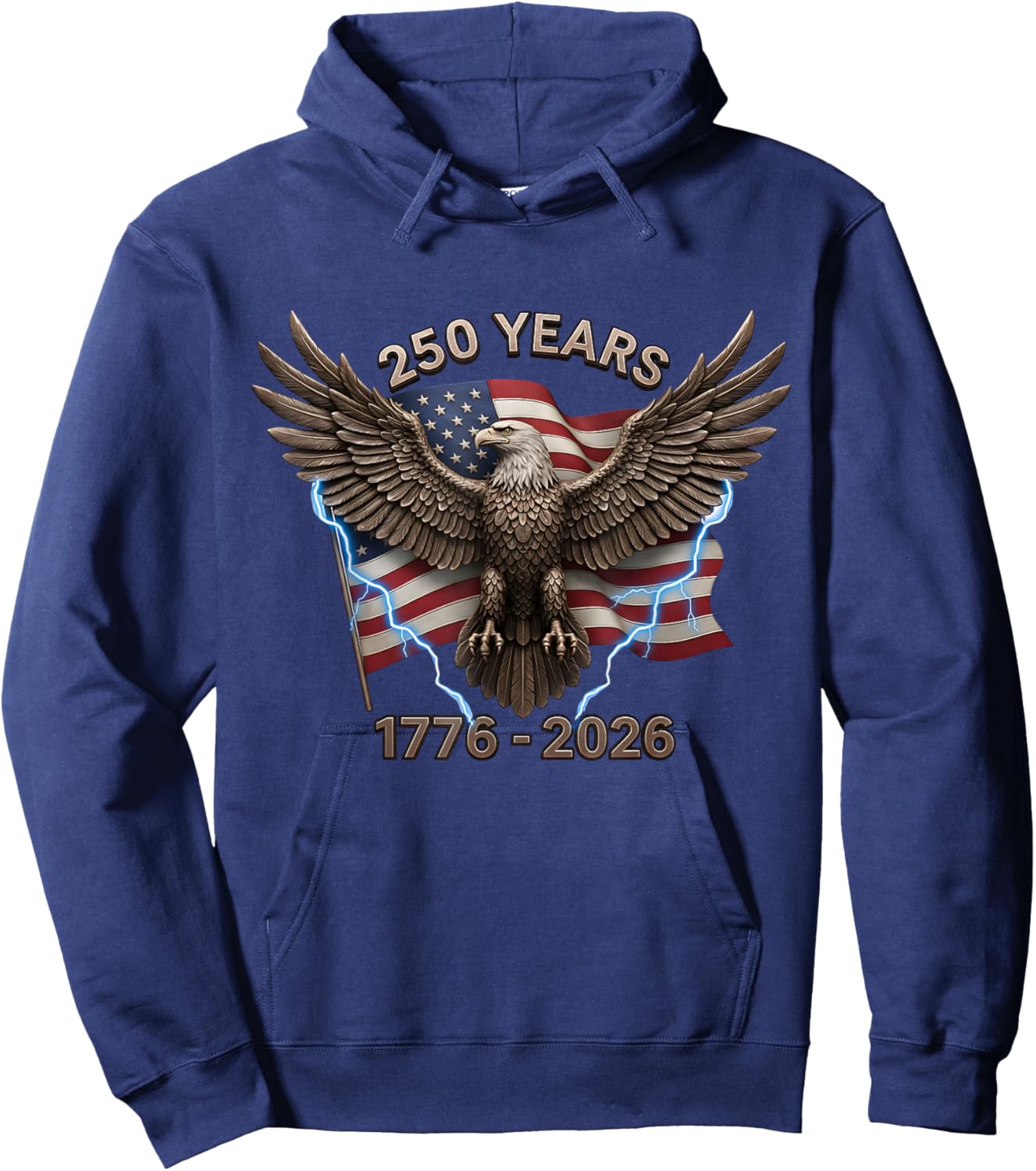 Eagle Flag 250 Years 1776-2026 250th Birthday Hoodie - Hoodie | Navy