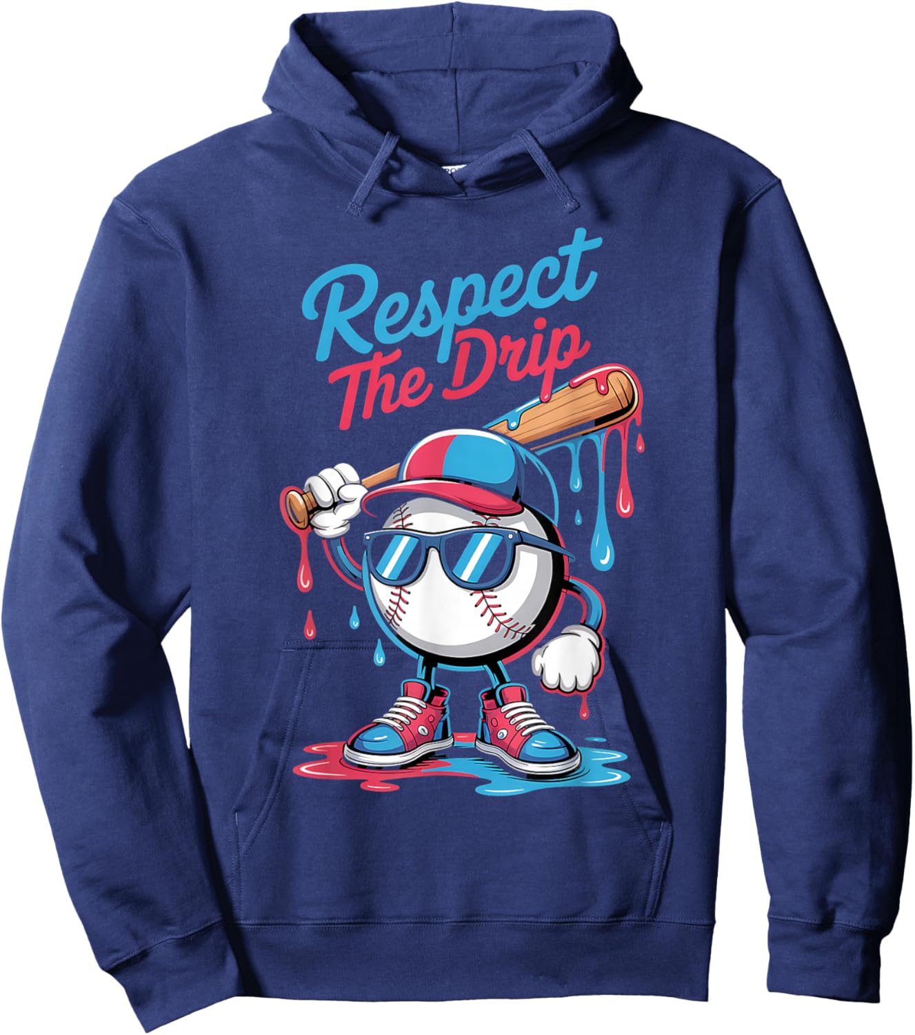 Respect The Drip Baseball Funny Youth Hoodie - Hoodie | Navy