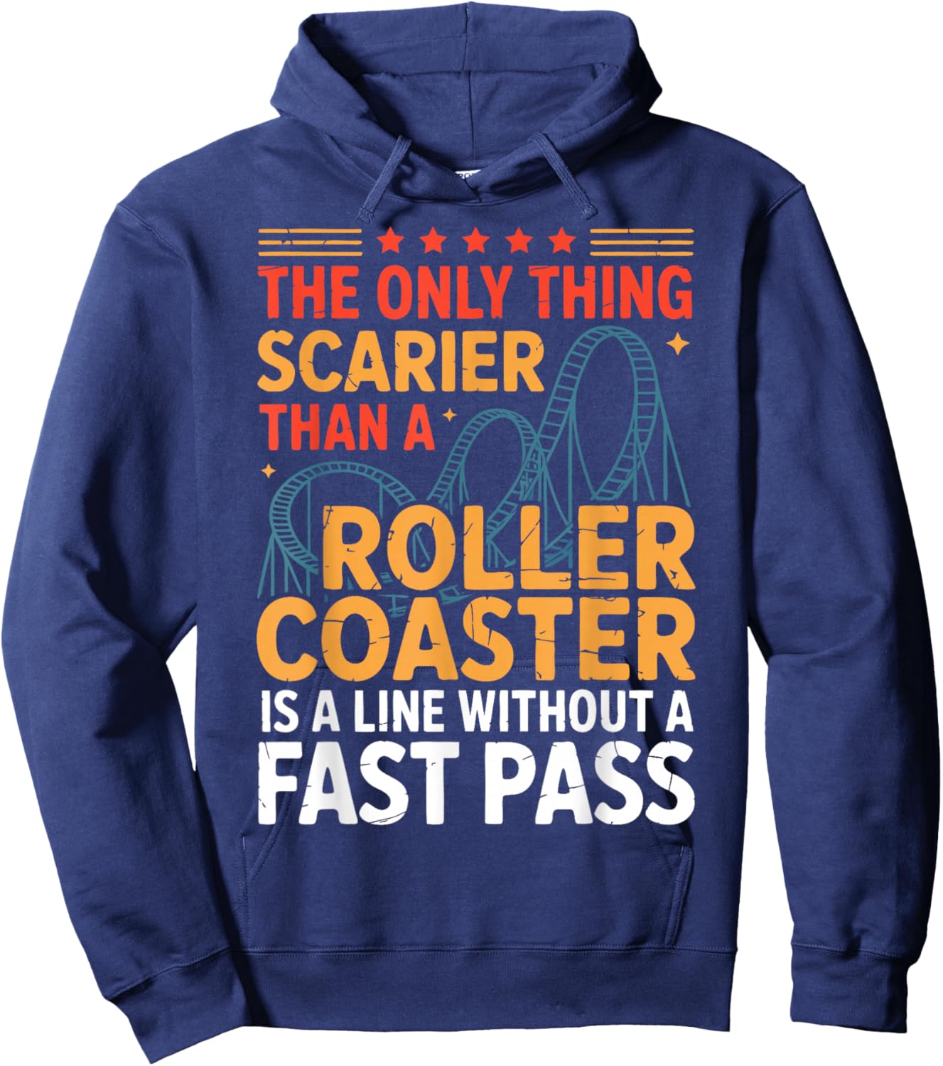 Roller Coaster Fast Pass Theme Park Hoodie - Hoodie | Navy