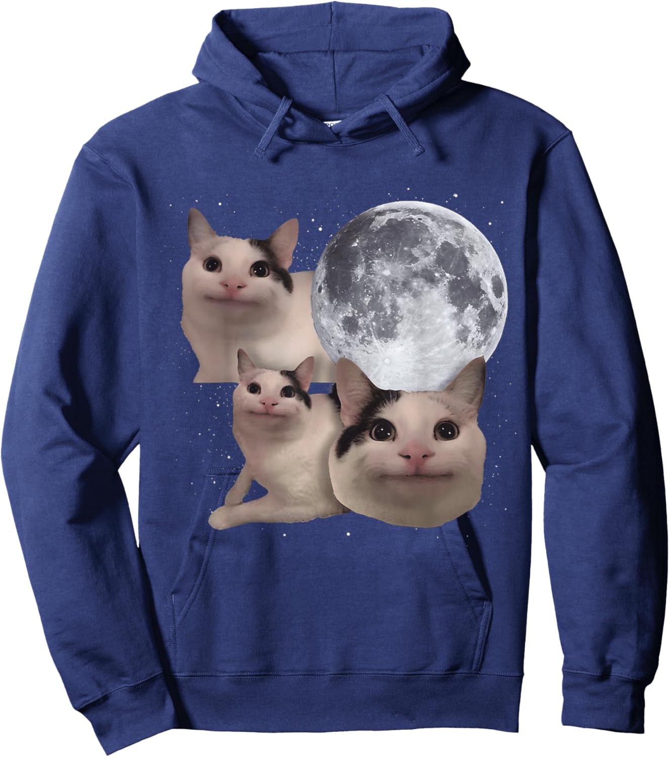 Beluga Cat Three Moon Funny Meme Cute Hoodie - Hoodie | Navy