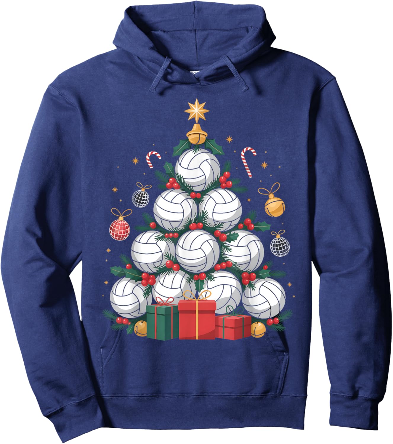 Volleyball Christmas Tree Hoodie - Hoodie | Navy