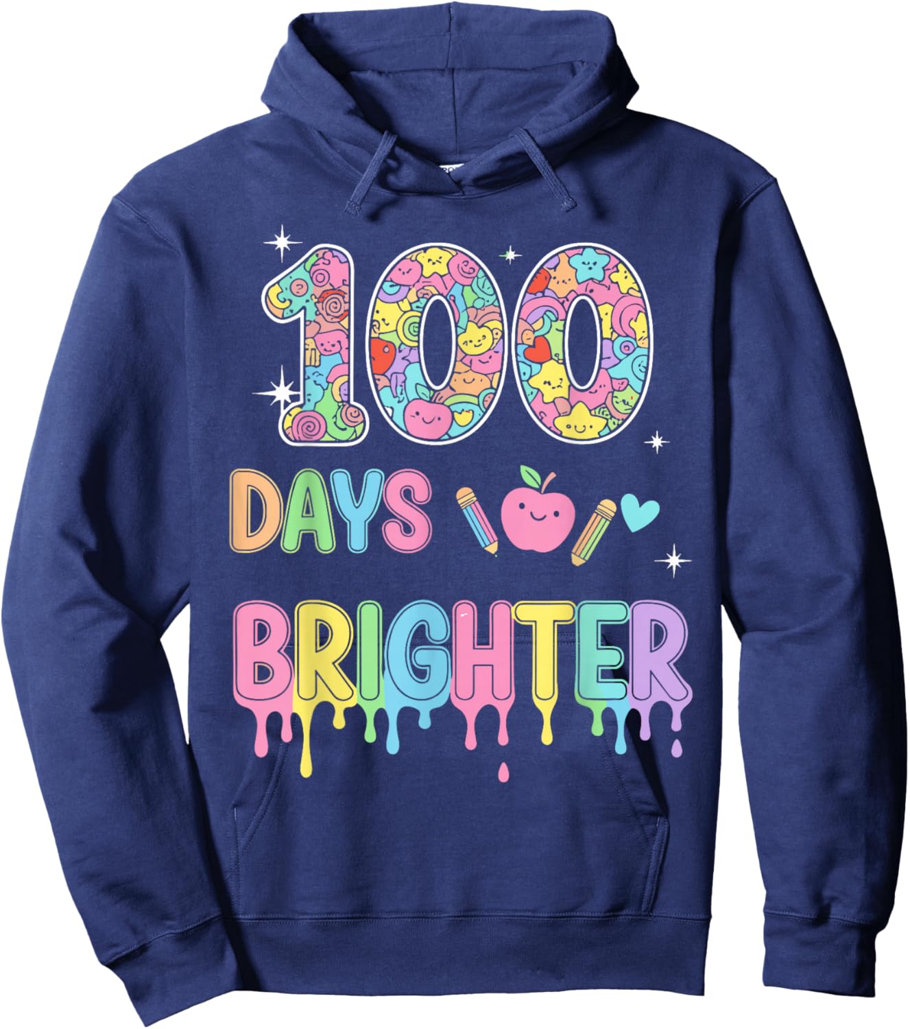 100 Days Brighter School Milestone Celebration Hoodie - Hoodie | Navy