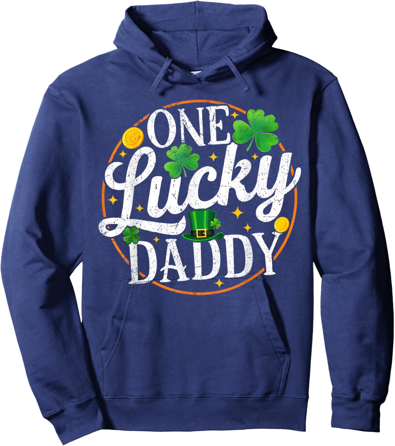 One Lucky Daddy St Patricks Day Shamrock Men Hoodie - Hoodie | Navy