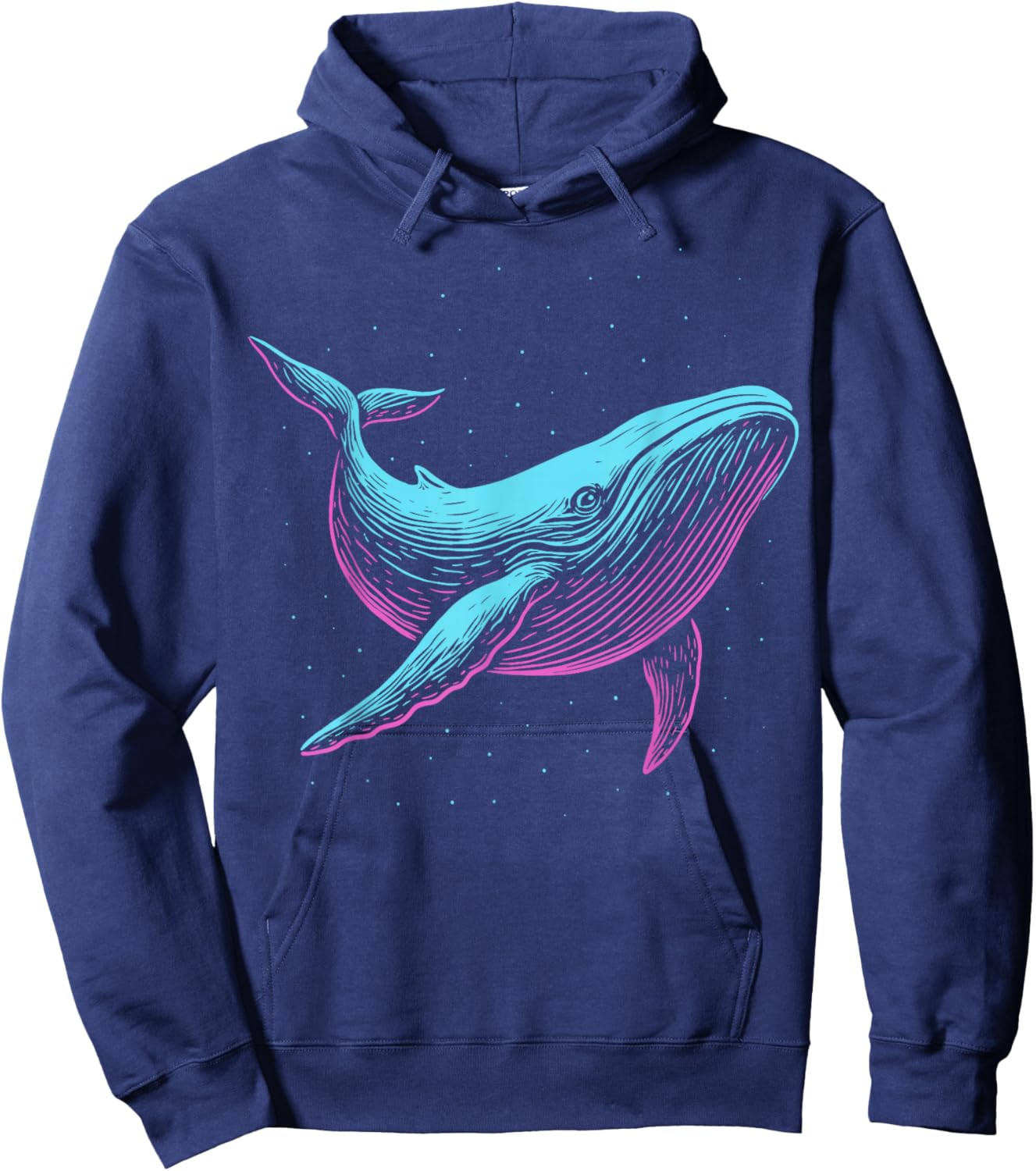 Blue Shark Illustration Colorful Hoodie - Hoodie | Navy