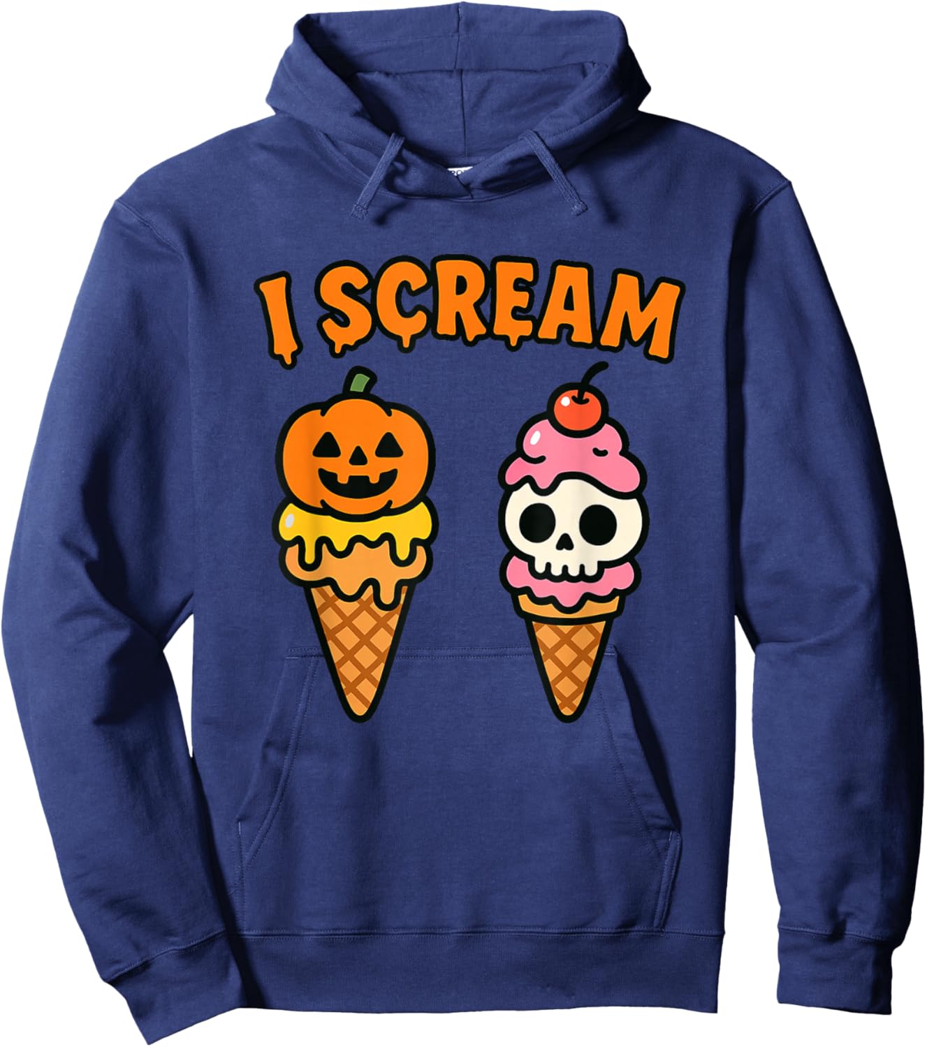 I Scream Ice Cream Ghost Halloween Costume Hoodie - Hoodie | Navy
