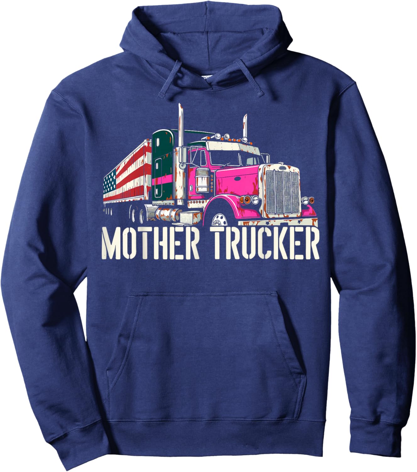 Mother Trucker Female Semi Truck Driver Hoodie - Hoodie | Navy