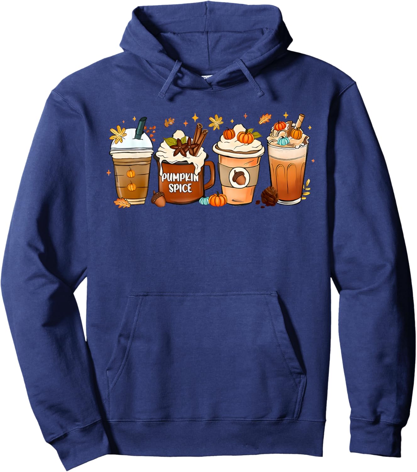 Fall Coffee Pumpkin Spice Latte Iced Autumn Hoodie - Hoodie | Navy