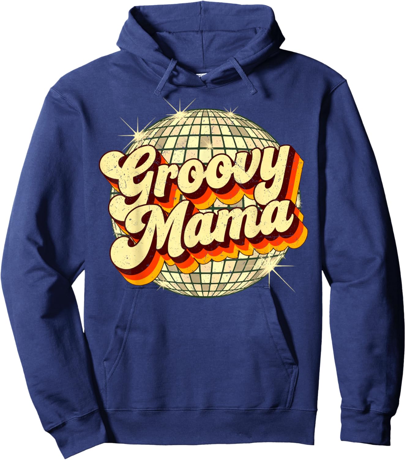 Funky Retro Disco Ball 70s Groovy Mama Party Hoodie - Hoodie | Navy