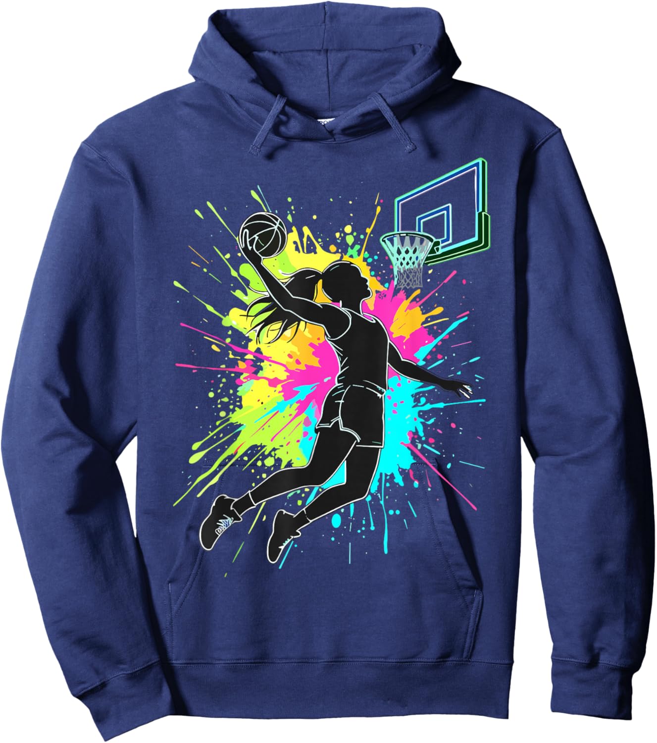 Colorful Basketball Splash Hoodie - Hoodie | Navy