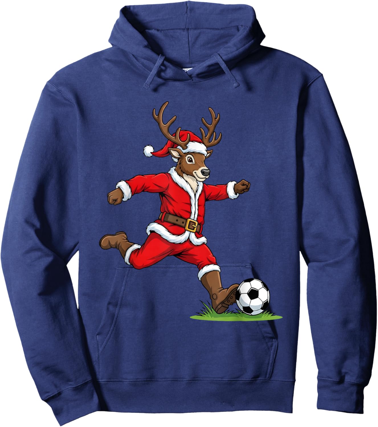 Funny Reindeer Soccer Christmas Kids Boys Girls Hoodie - Hoodie | Navy