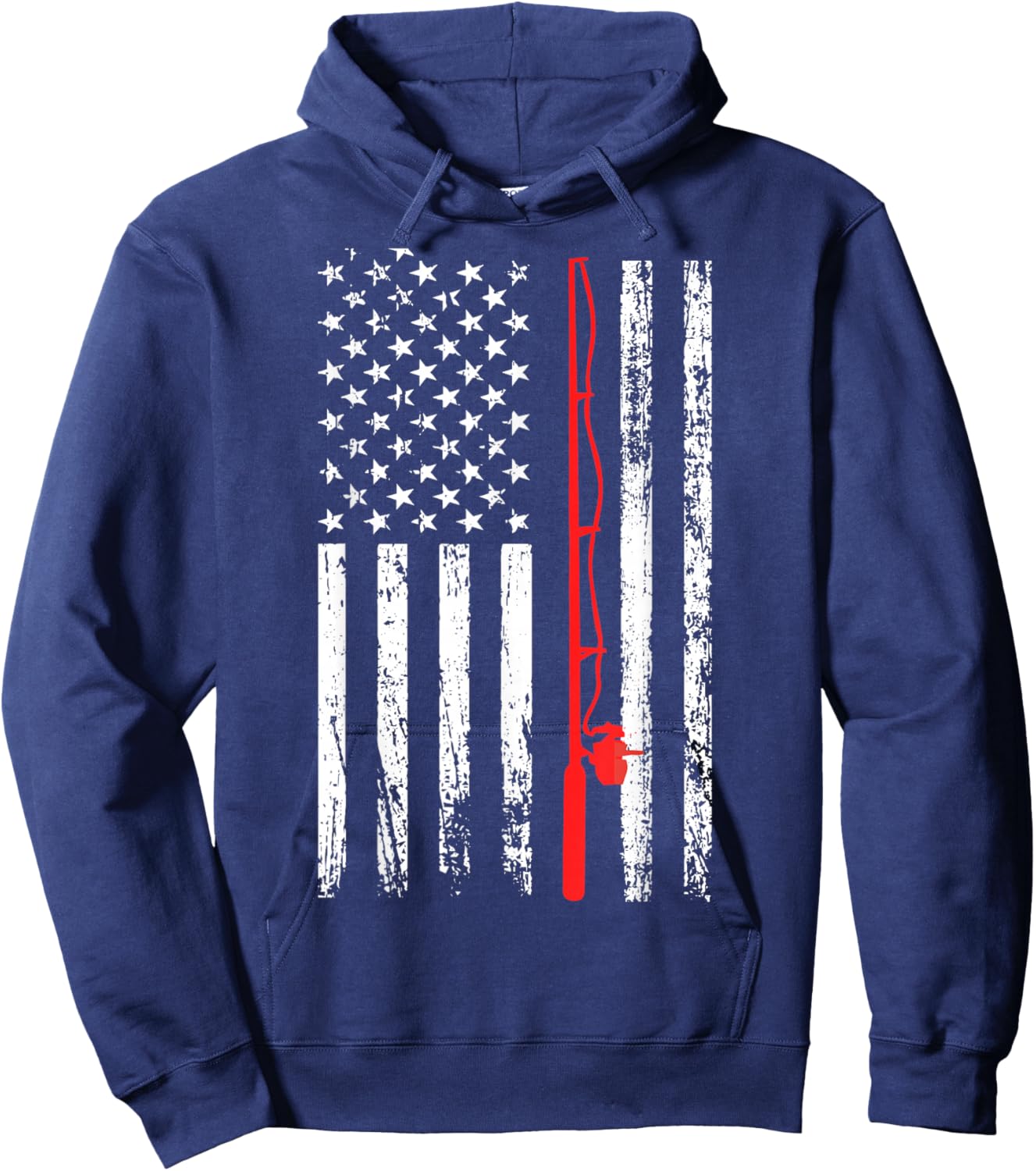 Men's American Flag Fishing Lovers Fishing Dad Hoodie - Hoodie | Navy