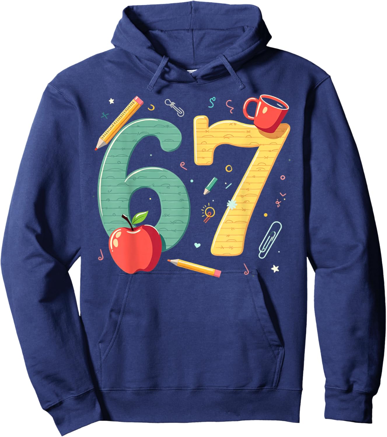Six Seven 67 Teacher School Meme Vibes Hoodie - Hoodie | Navy