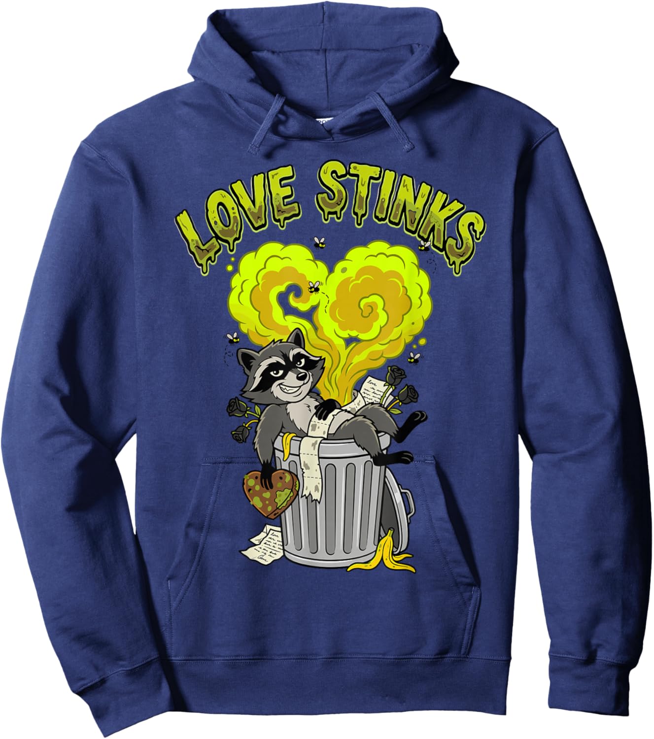 Love Stinks Raccoon Anti Valentine Hoodie - Hoodie | Navy