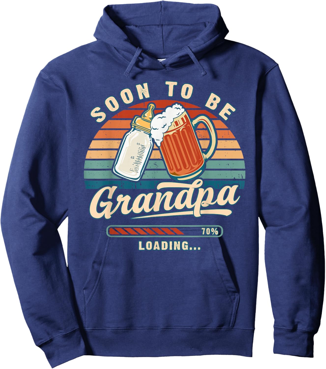 Soon to Be Grandpa Loading Retro Baby Reveal Hoodie - Hoodie | Navy