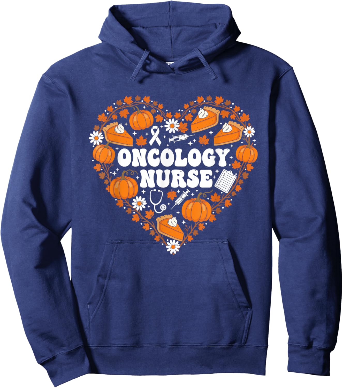 Oncology Nurse Heart Autumn Thanksgiving Kids Hoodie - Hoodie | Navy